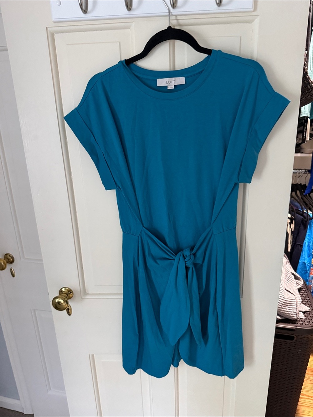 LOFT Teal Tie-Front Tunic Dress